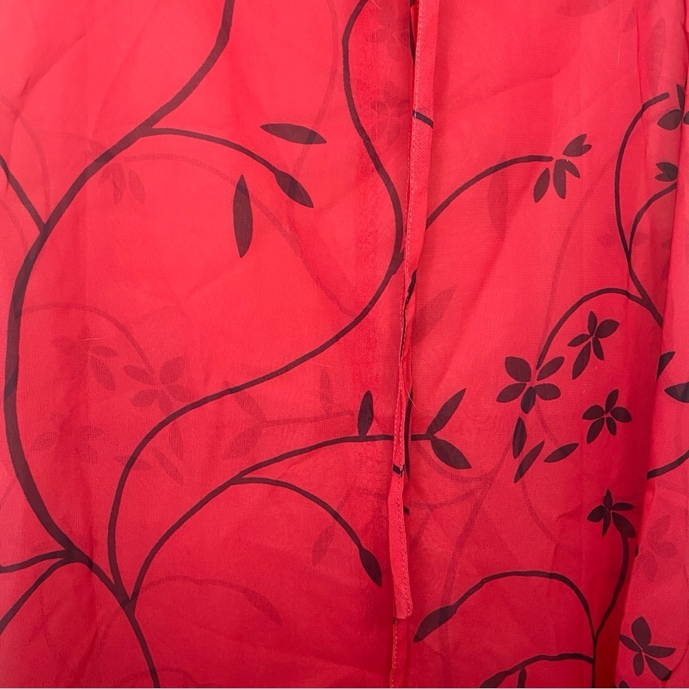 ORDER PLUS NWT Sheer Floral Bow Tie Red Women's Dress Size Medium - Picture 4 of 5